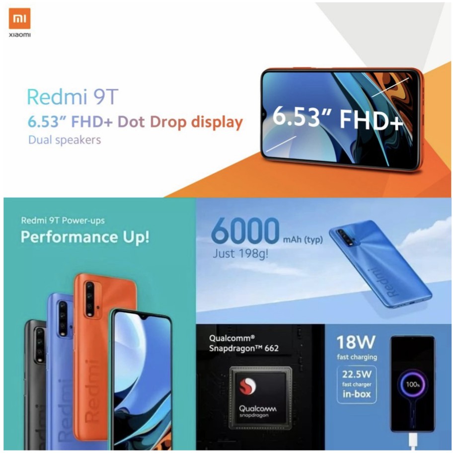 Xiaomi Redmi 9T Garansi Resmi Indonesia 128GB 6/128 RAM 6GB Xiomi 9 T