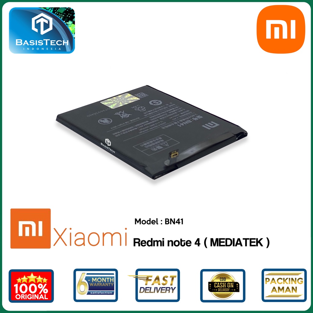 BATERAI XIAOMI REDMI NOTE 4 MEDIATEK - BN41 - ORI