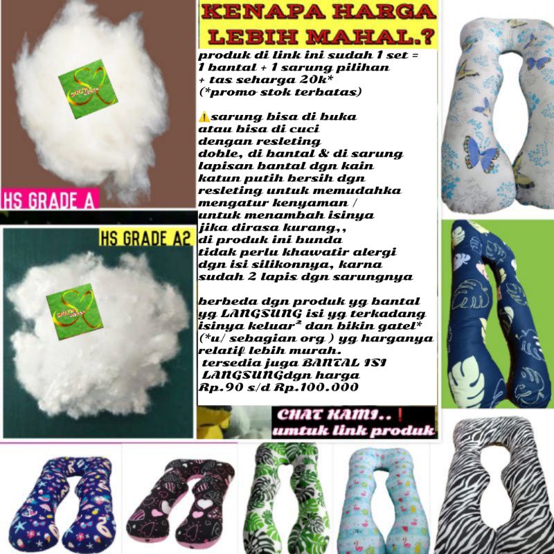 Promo bantal hamil dan menyusui 1 set bantal dan sarung premium quality free tas [bisa cod] 2 lapis