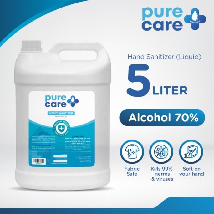 PERAWATAN KAKI TANGAN PURE CARE HAND SANITIZER 5 LITER ANTI BACTERIAL IZIN KEMENKES BONUS ORIGINAL