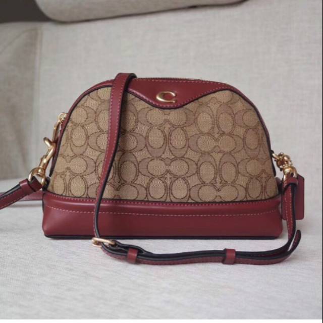 Original Coach Signature Ivie Crossbody Khaki Wine.