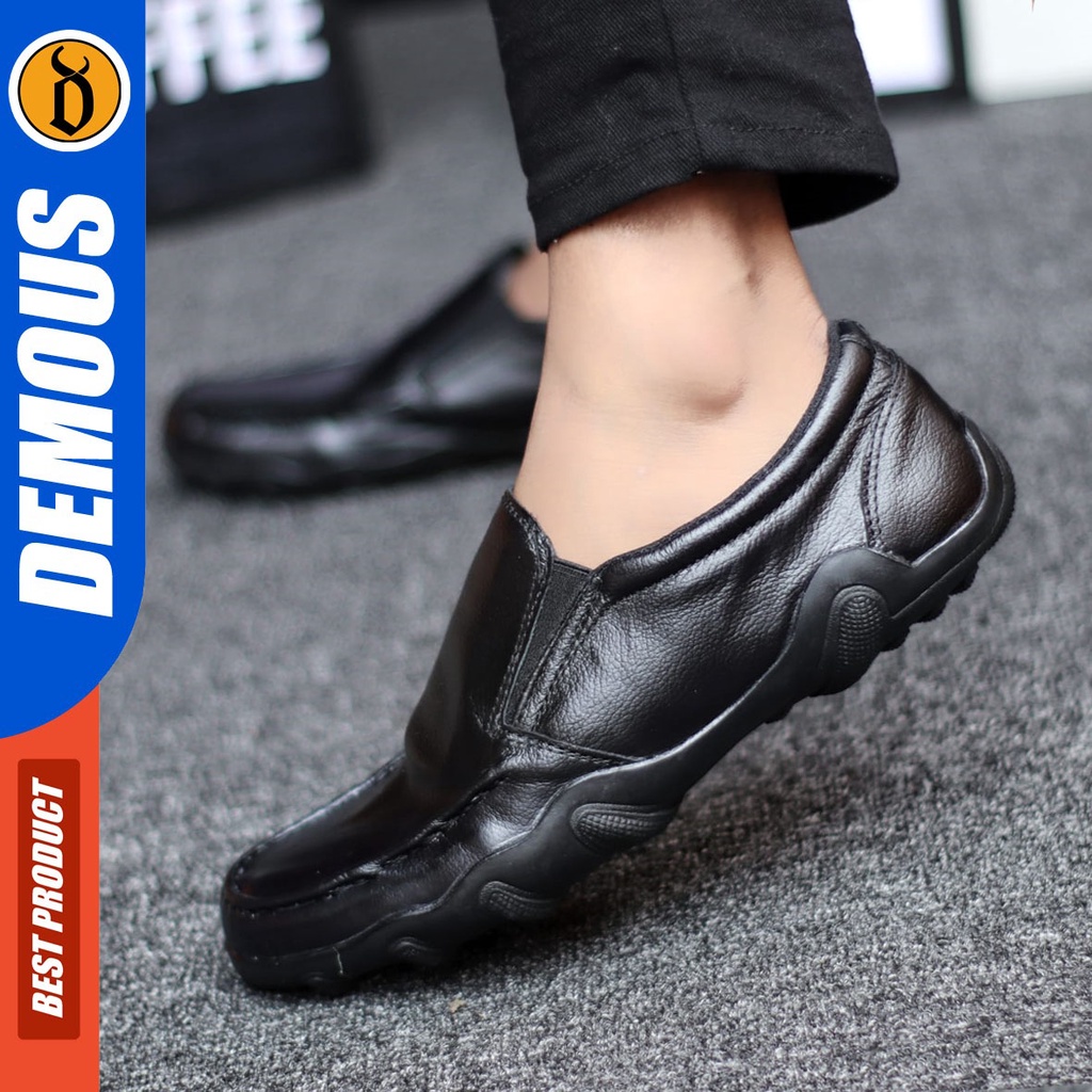 DEMOUS Wildex - Sepatu Slip On Pria Casual Kulit Asli