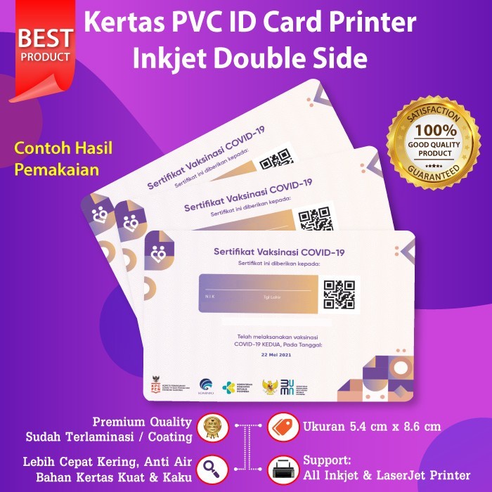 PVC ID Card White 8.6 x 5.4 cm Kertas PVC Instant Tray ID L805 L800 230pcs