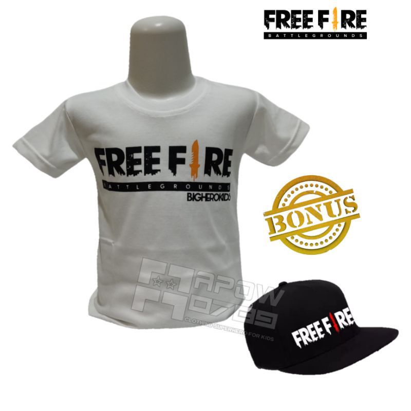 Baju anak karakter Free fire/Paket 2in1/ Baju anak laki-laki Bonus Topi/Usia 2-10thn