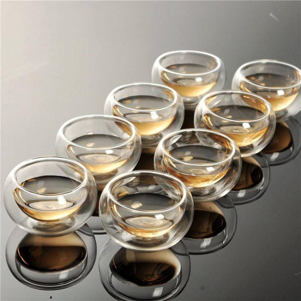 Suyo 50 ml Mini Glass Cup Perlengkapan Minum Cina Jepang Tahan Panas Double Wall Beer Whisky Juice Insulated Tea Cups