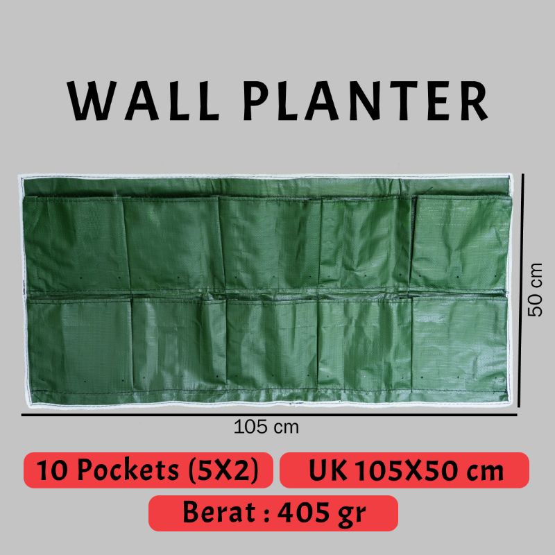 Wall Planter Bag 10 Kantong / Pot Tanaman / Pot Dinding ( Horizontal )