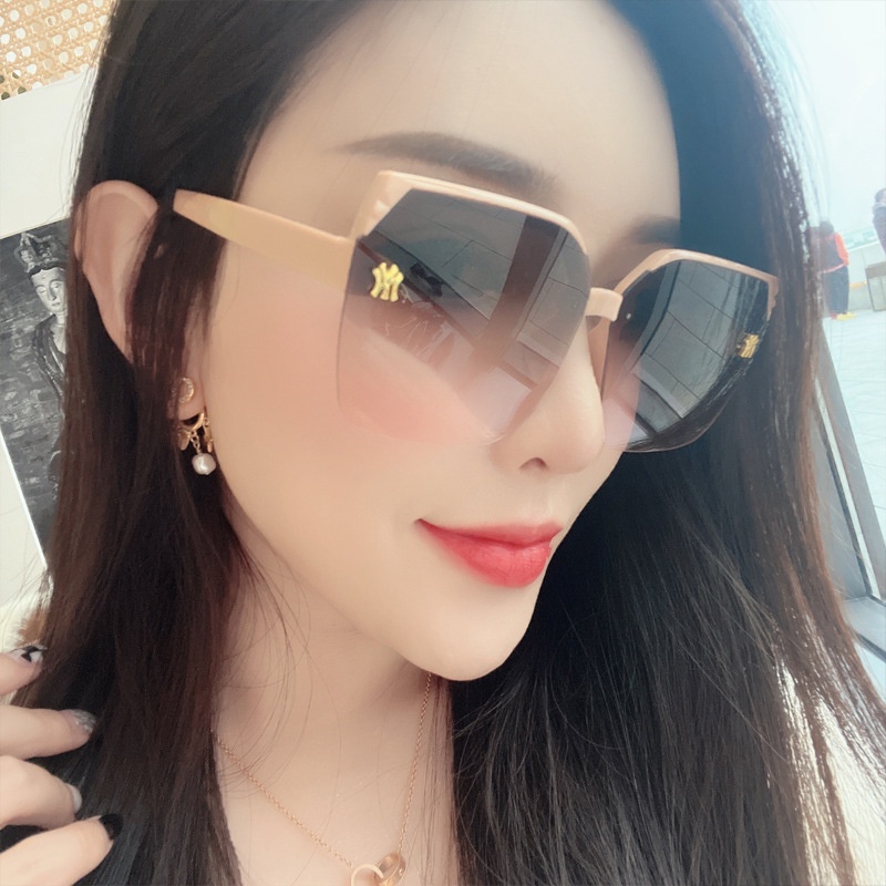 Korea Semi Rimless Kacamata Hitam Wanita Fashion Square Frame Oversize