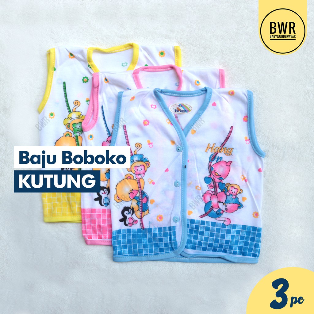 [ 3pc ] Baju Bayi Murah BOBOKO PRINT KUTUNG | Baju Newborn Berkualitas - Bwr IX