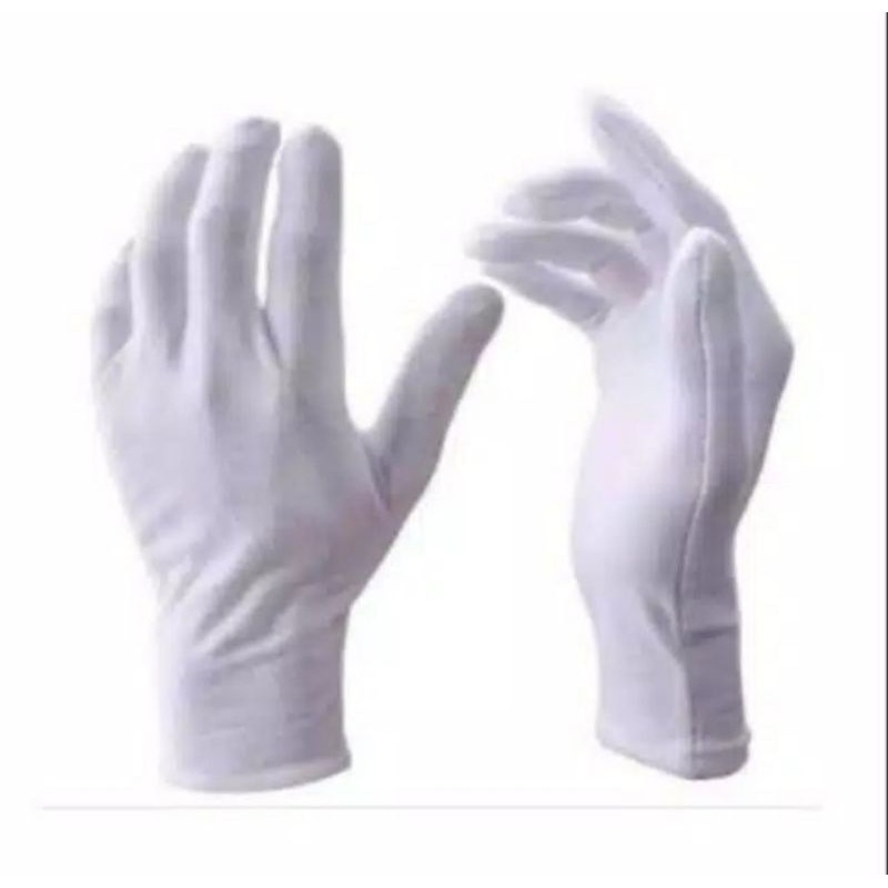[12pcs] Sarung tangan putih &amp; hitam polos kain bisa dicuci