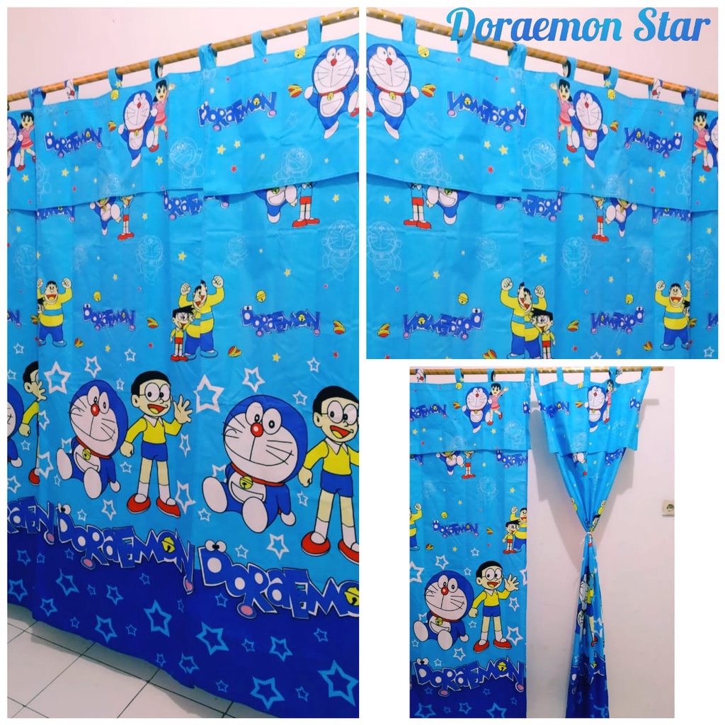 Gorden pintu karakter / Gorden pintu Minimalis / Gorden pintu Poni/ Gorden Pintu Motif Doraemon Hellokity Keropy Dan Bunga