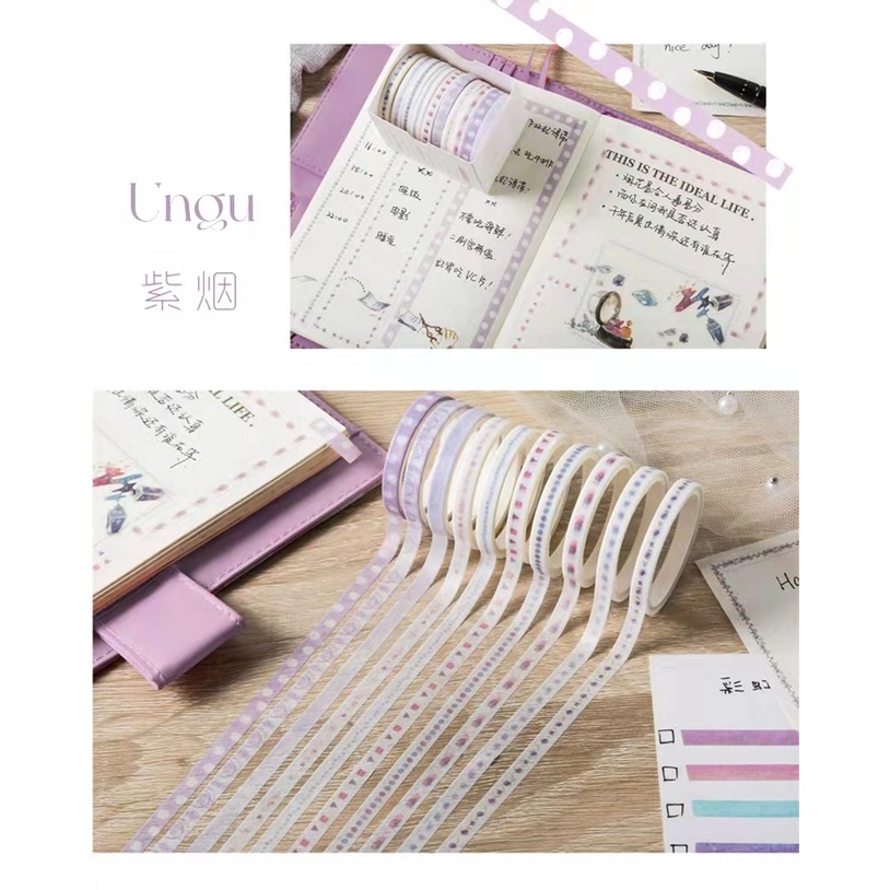 Washi Tape Motif 10pcs/Set Washi Masking Tape Lucu Selotip Solatip Isolasi Lakban Kertas DIY Planner Journal Scrapbook Diary