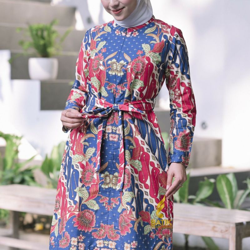 MAHIRA TUNIK OUTER 2IN1 ORIGINAL PRABUSENO Batik Printing Handmade Lapis Trikot Zipper Depan Busui F