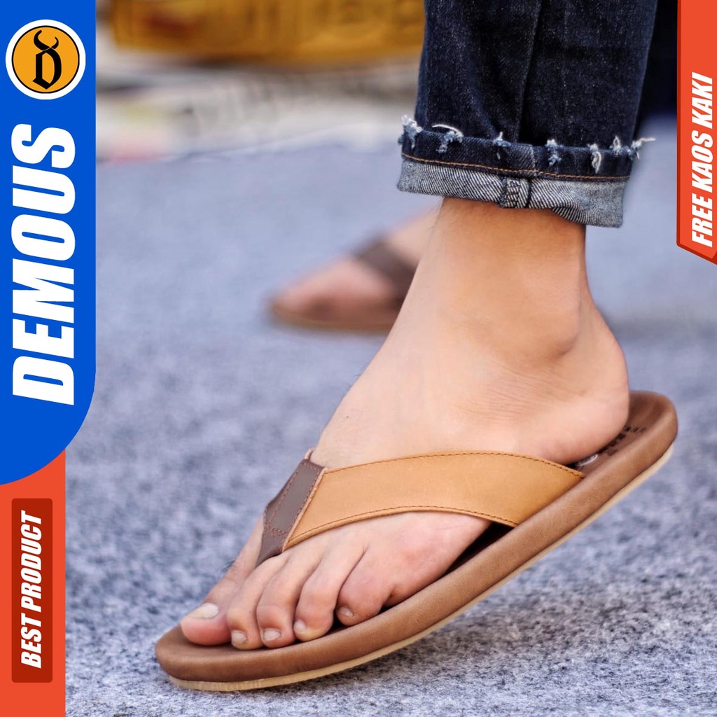 DEMOUS JAVIT Sandal Jepit Kulit Asli Casual Pria