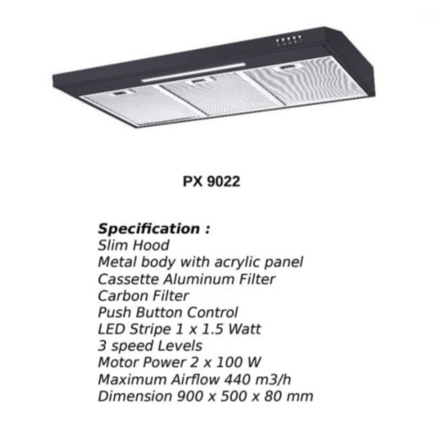 Cooker Hood Modena PX9022 / Penghisap Asap Modena PX 9022 Esile 90cm