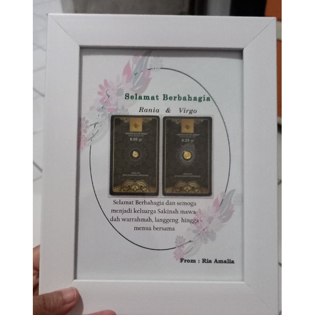 Minigold in frame bingkai dan desain kado koleksi hadiah menarik(gift graduation,wedding,birthday dl