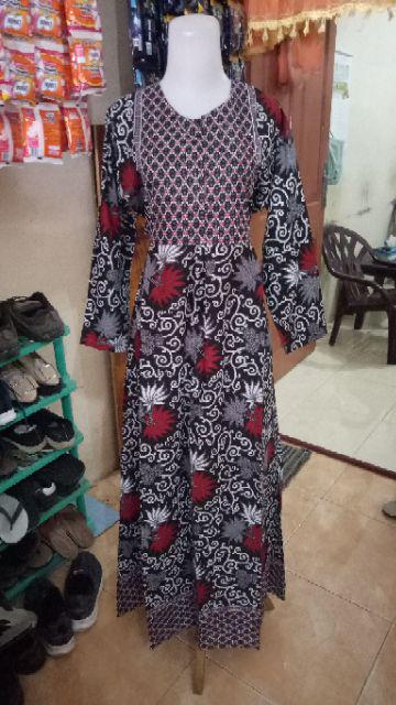 Batik Couple Gamis Batik Maura Sania Ruffle Ori Ndoro Jowi Dnt Size M L Xl All Size