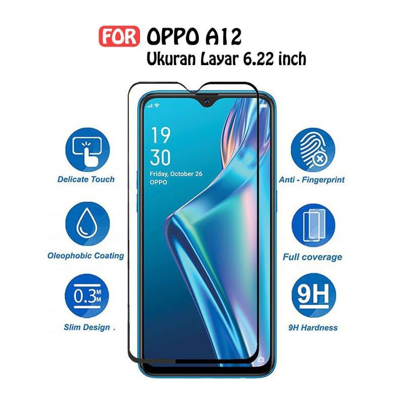 Tempered Glass Oppo A12 Full Cover Premium Glass