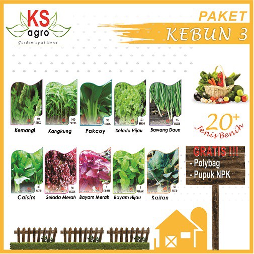 Paket Berkebun Di Rumah / Paket Kebun 3 /  Paket Benih Sayuran Buah dan Bunga