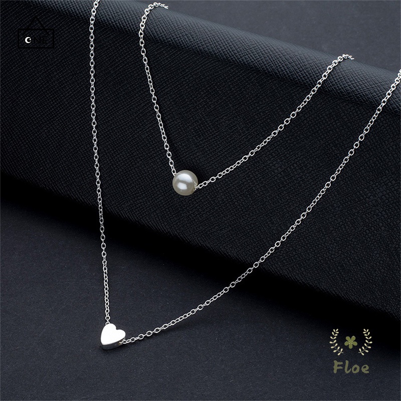 COD❤Kalung Rantai Klavikula Pendek Multilayer Aksen Mutiara Ganda Untuk Hadiah Ulang Tahun Wanita A one