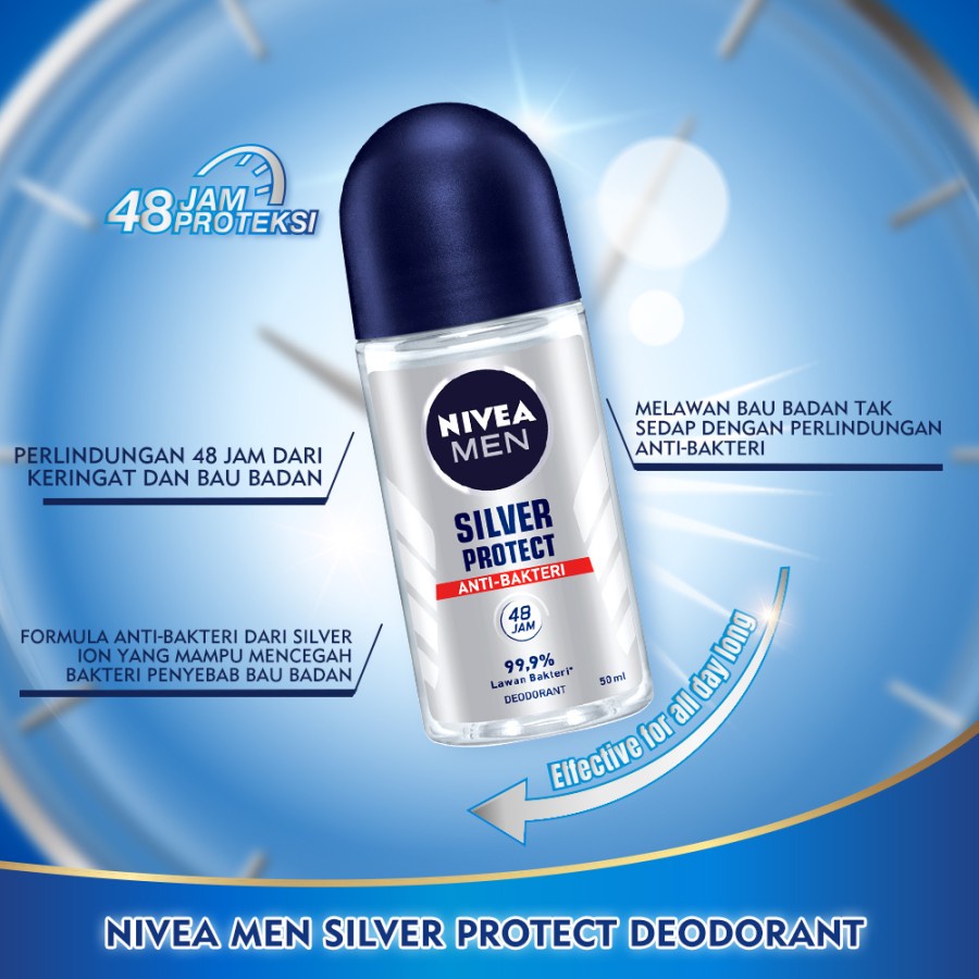 NIVEA MEN Deodorant Silver Protect Roll On Anti Bacteri - 50ml
