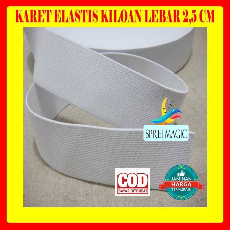 Karet Elastis Kiloan 2,5cm Putih Untuk Sprei Celana Dll