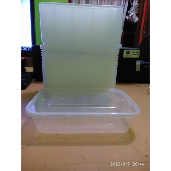 Kotak makan plastik 500 ml/Thin food container 500 ml