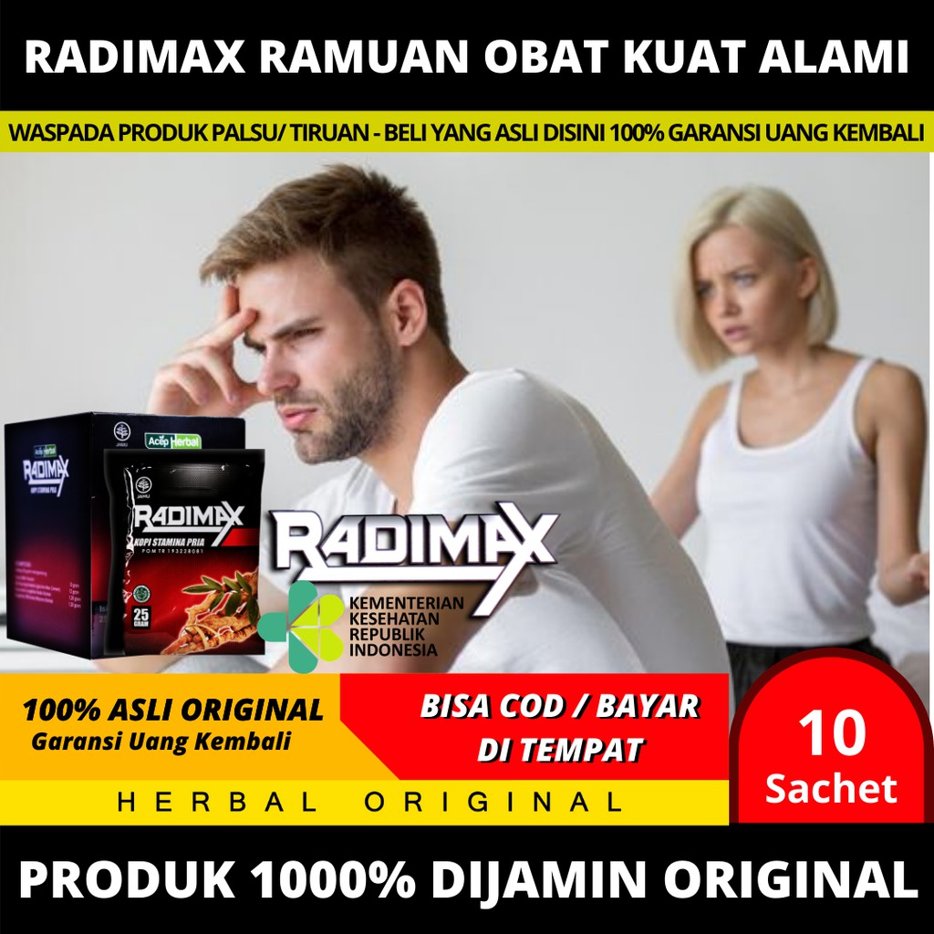 Ramuan Obat Kuat Alami Kopi Herbal Radimax Isi 10 Sachet | 100% BEBAS EFEK SAMPING Dan Tahan Lama