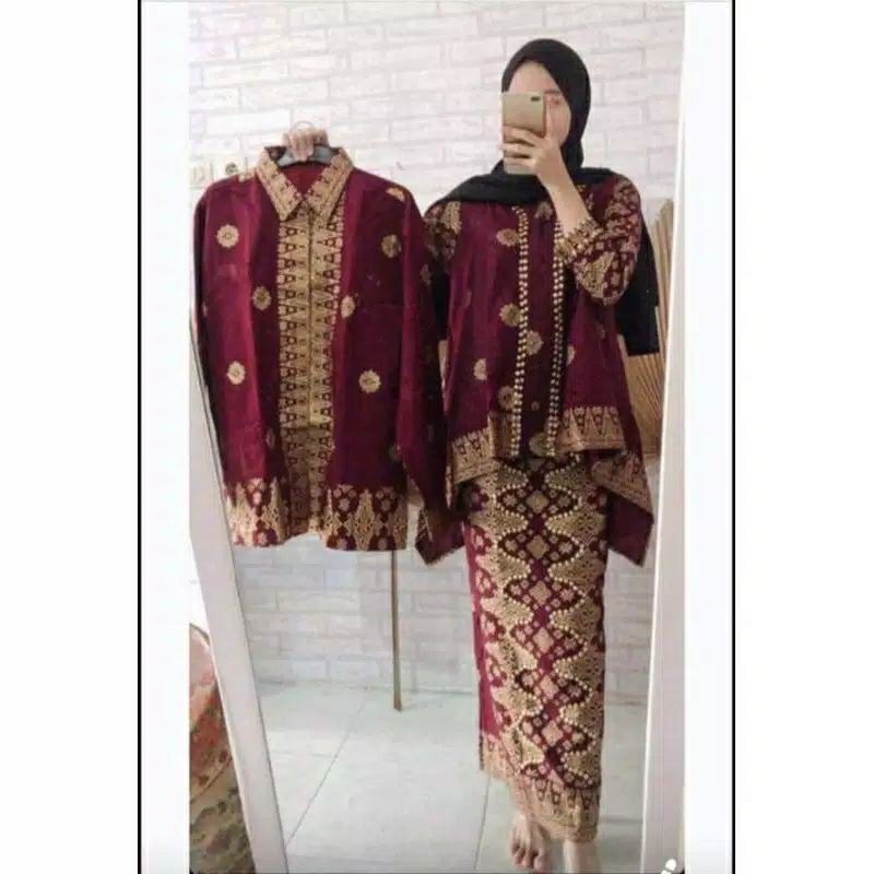Set Couple Batik Palembang Jumbo set songket nia baju songket palembang jumbo set couple songket