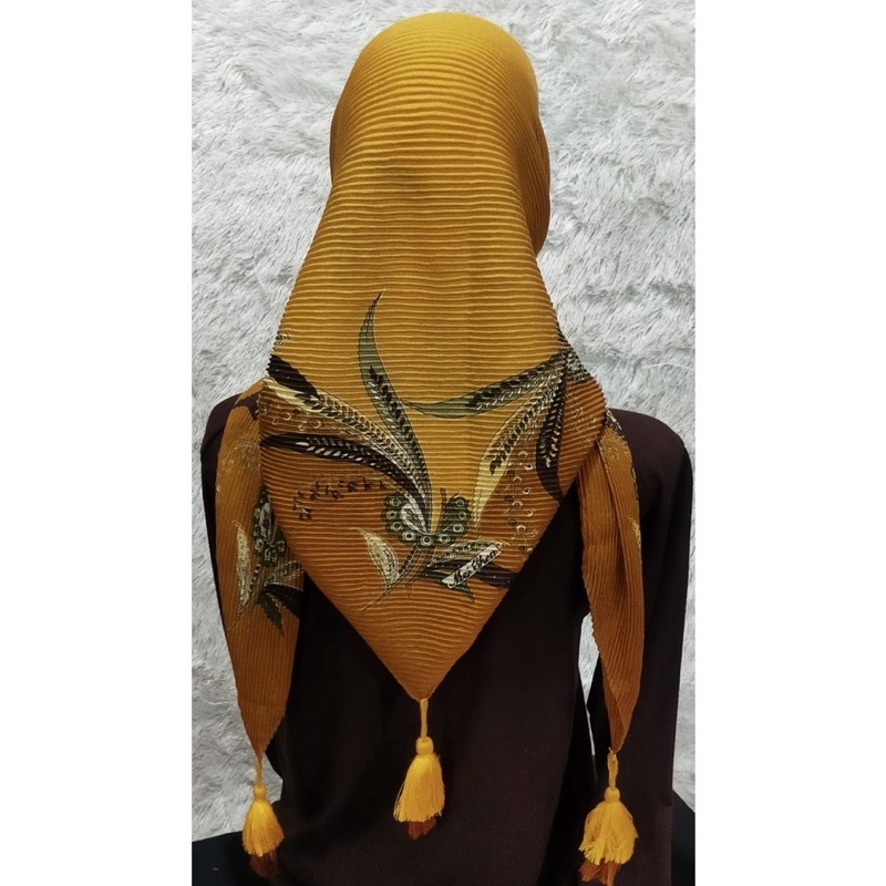 Hijab Jambul Plisket Pom pom Motif Hijab Plisket Motif Denay Pompom Premium | Hijab Denay | Plisket 