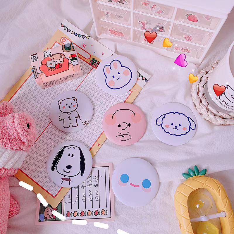 Cermin Kecil Portable Bentuk Bulat Motif Kartun