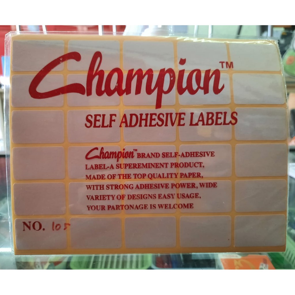 

Label Stiker Champion No. 105 uk. 25 x 38 mm (Persegi Panjang)