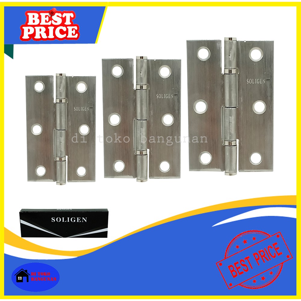 Engsel Pintu Jendela Lemari Stainless Steel Tipis 2&quot; 2.5&quot; 3&quot; Soligen