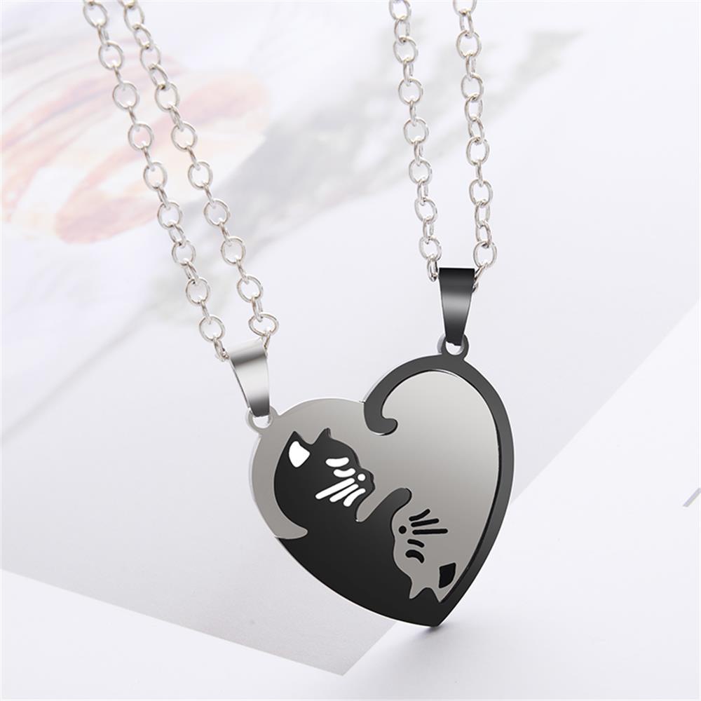 Kalung Rantai Liontin Hati Yin Yang Bahan Stainless Steel Untuk Wanita