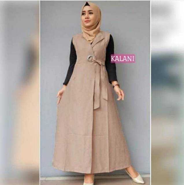 Kalani Outer cardigan / rompi muslimah terbaru/ Vest panjang bahan katun denim Ro