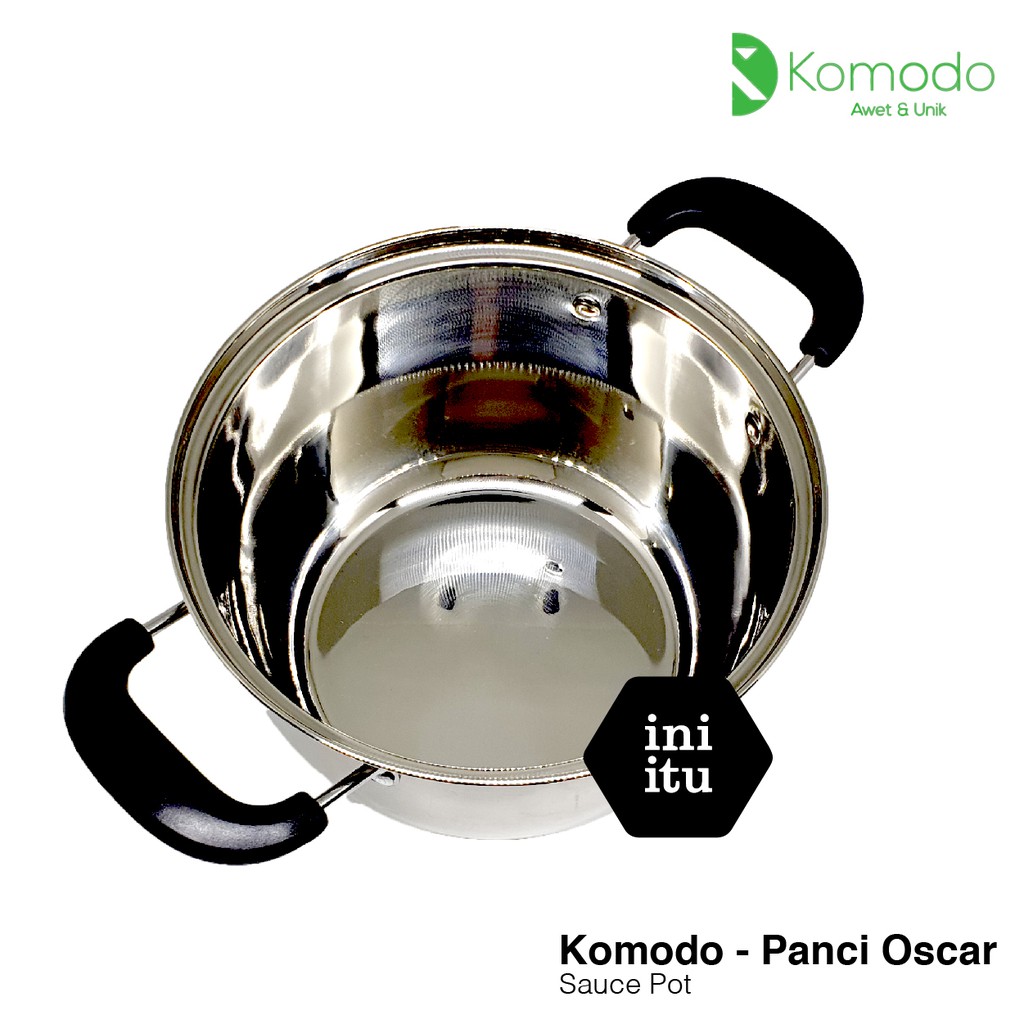 [ Komodo ] Panci Oscar / Sauce Pot / Dutch Oven Komodo + Tutup 22 , 24 cm Stainless Steel- Double Buttom