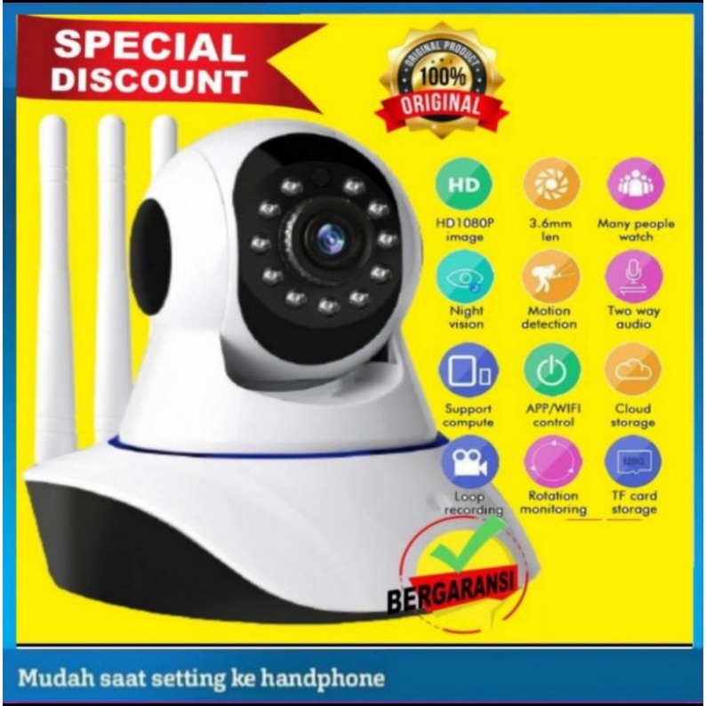 IP Cam V380Pro 3 Antena Kamera Wifi Wirelese HD 1080P