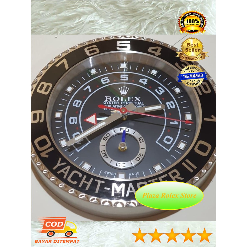 Promo Jam Dinding Rolex Yacht master II Black - Wall Clock Branded