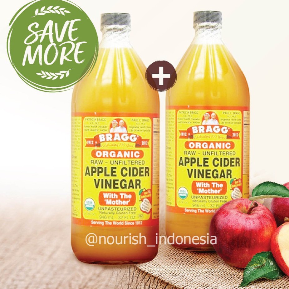 Bragg, Organic Apple Cider Vinegar 946ml for 2pc (ACV / Cuka Apel)