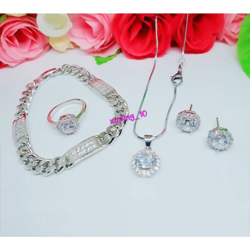 Set Perhiasan Dewasa PErmata Silver Space Ac395