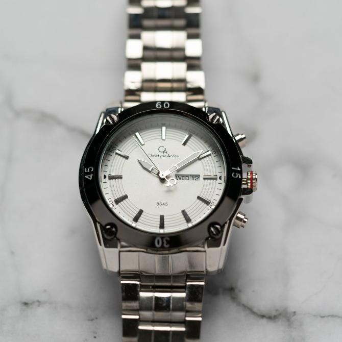 Jam Tangan Pria Christyan Arden DAYDATE CA8645 GTH - White (46mm) Termurah