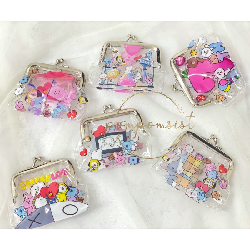  DOMPET  KOIN  BEHEL BTS  BT21 BENING TRANSPARANT Shopee 