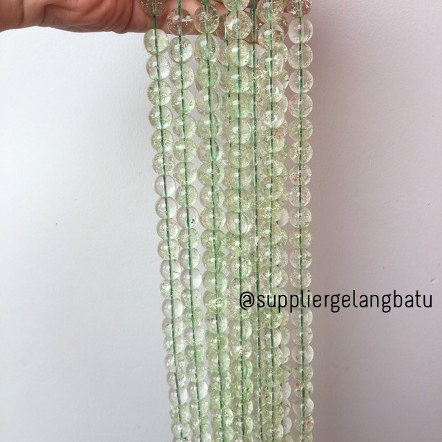 semi stone rutilated kuarsa quartz green 12mm hijau gelang kalung aksesoris beads craft supplier