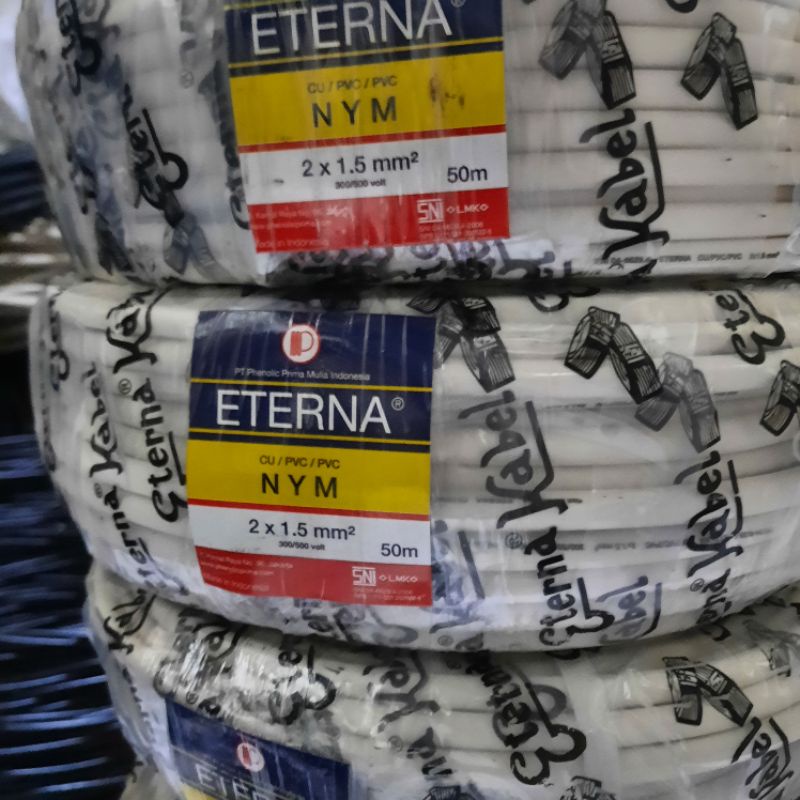 Kabel Eterna 2x1,5 mm meteran eceran kawat 100% Ori