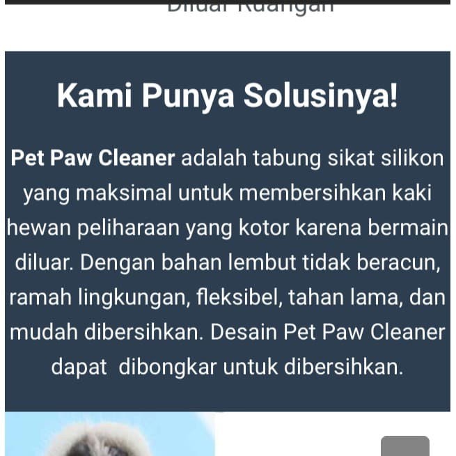 BAROKAH GAMIS PET PAW CLEANER Pembersih Kaki Hewan anjing kucing peliharaan