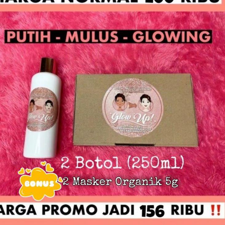 Oke Price.. 2 Botol Pemutih Badan dan Muka Permanen Glowupid Official 250ml Bonus masker #BigSale9.9