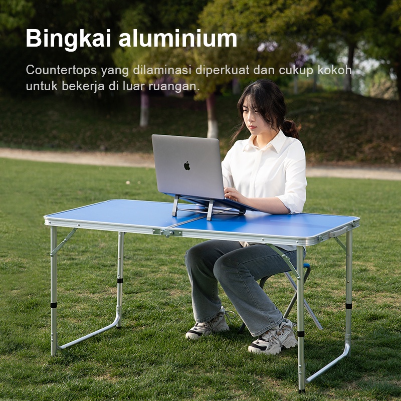 Meja Lipat Portable Serbaguna Meja Camping Meja Lipat Outdoor Meja Koper Aluminium Kuat Kokoh Meja K