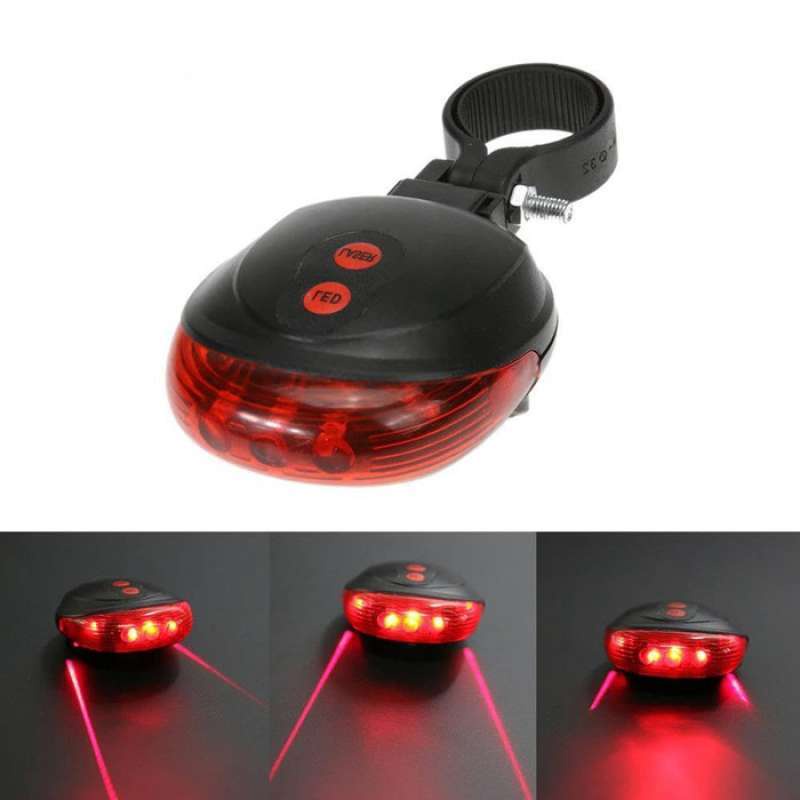 Lampu Belakang Sepeda Oval Laser Bicycle Tail Light 5 Led