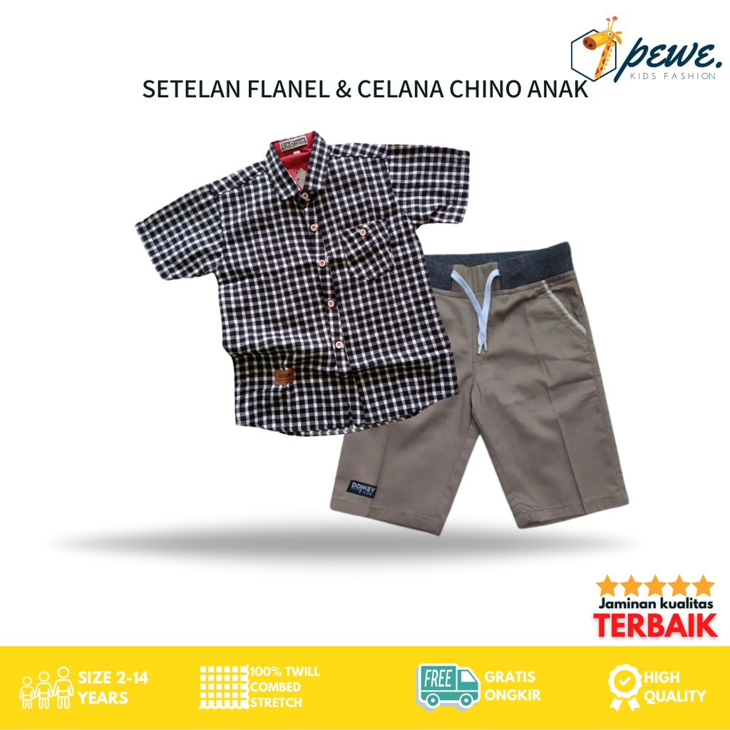 Setelan Kemeja Anak Bahan Flanel Import TERLARIS - Kemeja flanel anak umur 2-12 tahun - Kemeja Flanel Lengan Pendek Unisex - kemeja kotak anak hitam putih / kemeja flanel anak laki laki / kemeja kotak anak laki laki / kemeja anak laki /baju anak laki laki