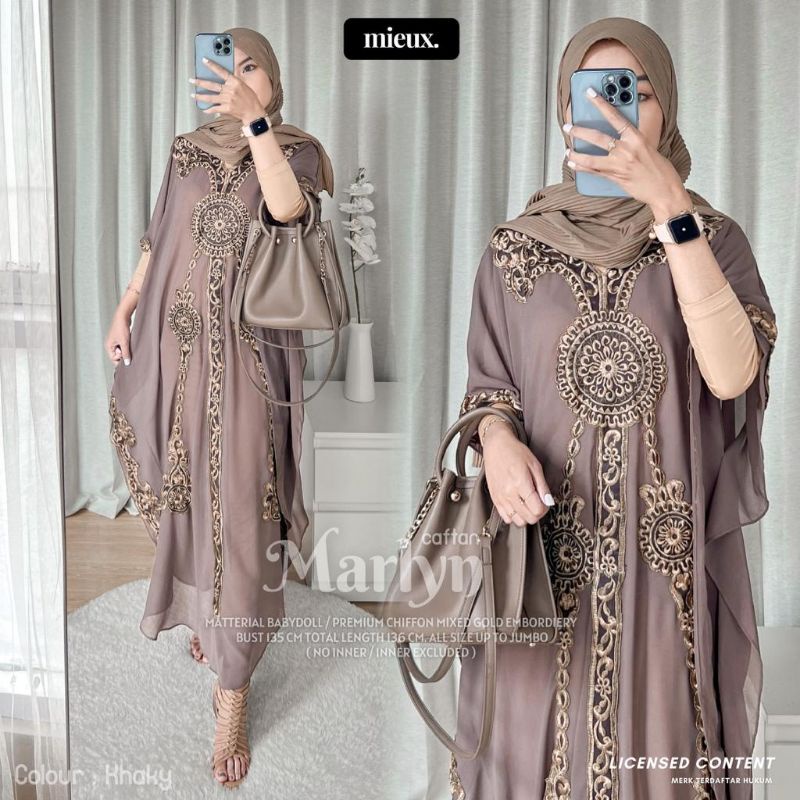 Busana  Muslim Gamis Wanita Bordir Premium Marlyn Kaftan