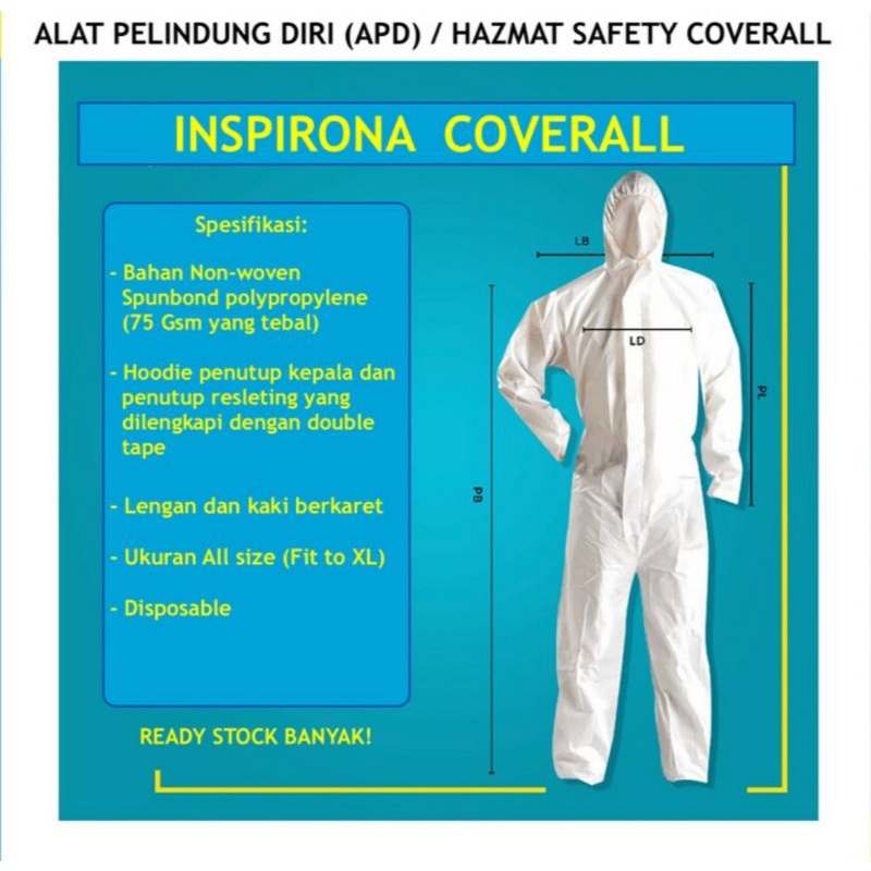 APD Hazmat 75 GSM Kemenkes - Baju APD Hazmat Cover All Alat Pelindung Diri